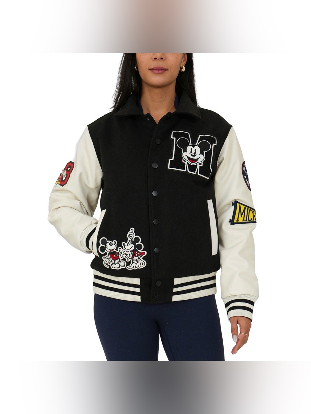 NWT Disney Black and White Unisex Varsity Mickey Jacket Men’s M / Women’s L